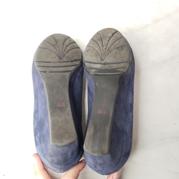 Pas de rouge blue suede wedges shoes - Picture 4 of 7